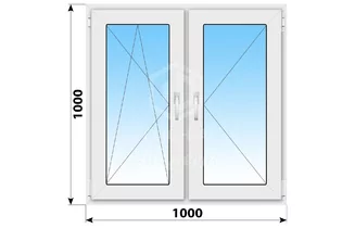 Двухстворчатое пластиковое окно 1000x1000 ПО-П