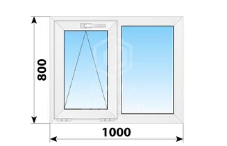 Двухстворчатое пластиковое окно 1000x800 О-Г