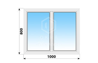 Двухстворчатое пластиковое окно 1000x800 Г-Г