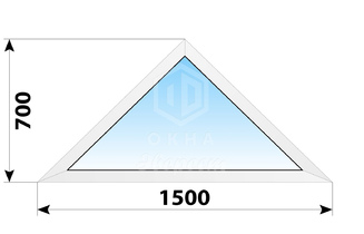 Глухое равнобедренное треугольное пластиковое окно 1500x700